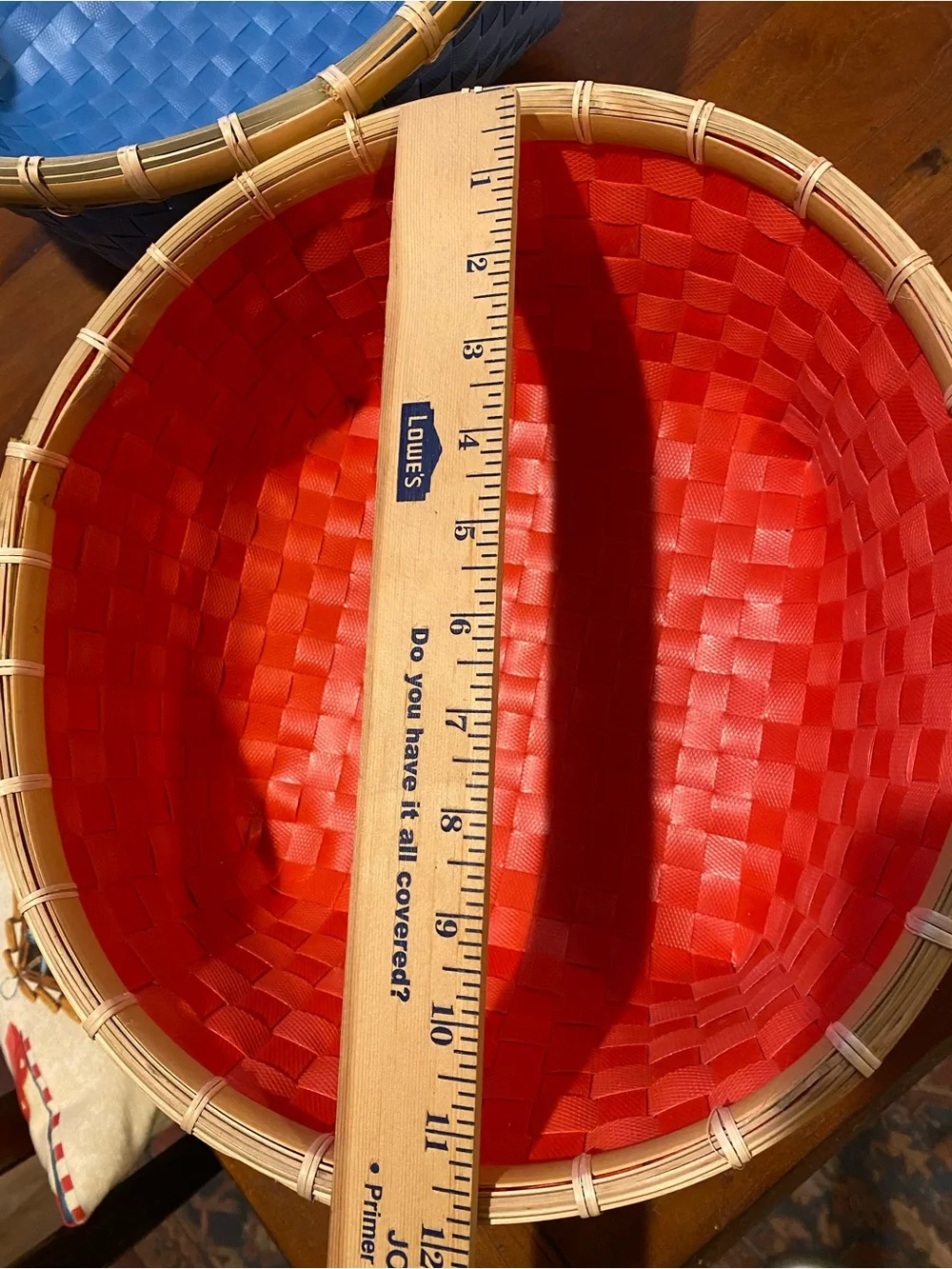 Handwoven Red and Blue Decorative Storage Baskets by